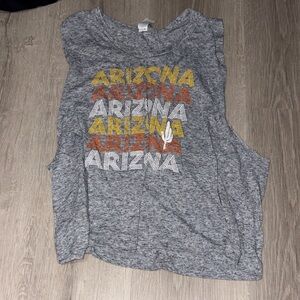 Grey Muscle Tank Top with Arizona Multicolor Graphic
